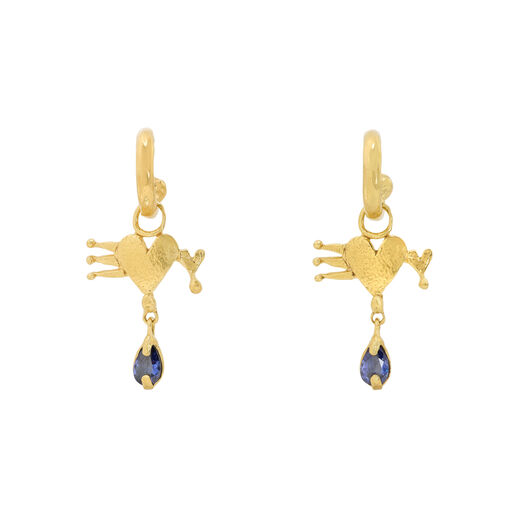 Blue cubic zirconia heart earrings by Ruby Jack